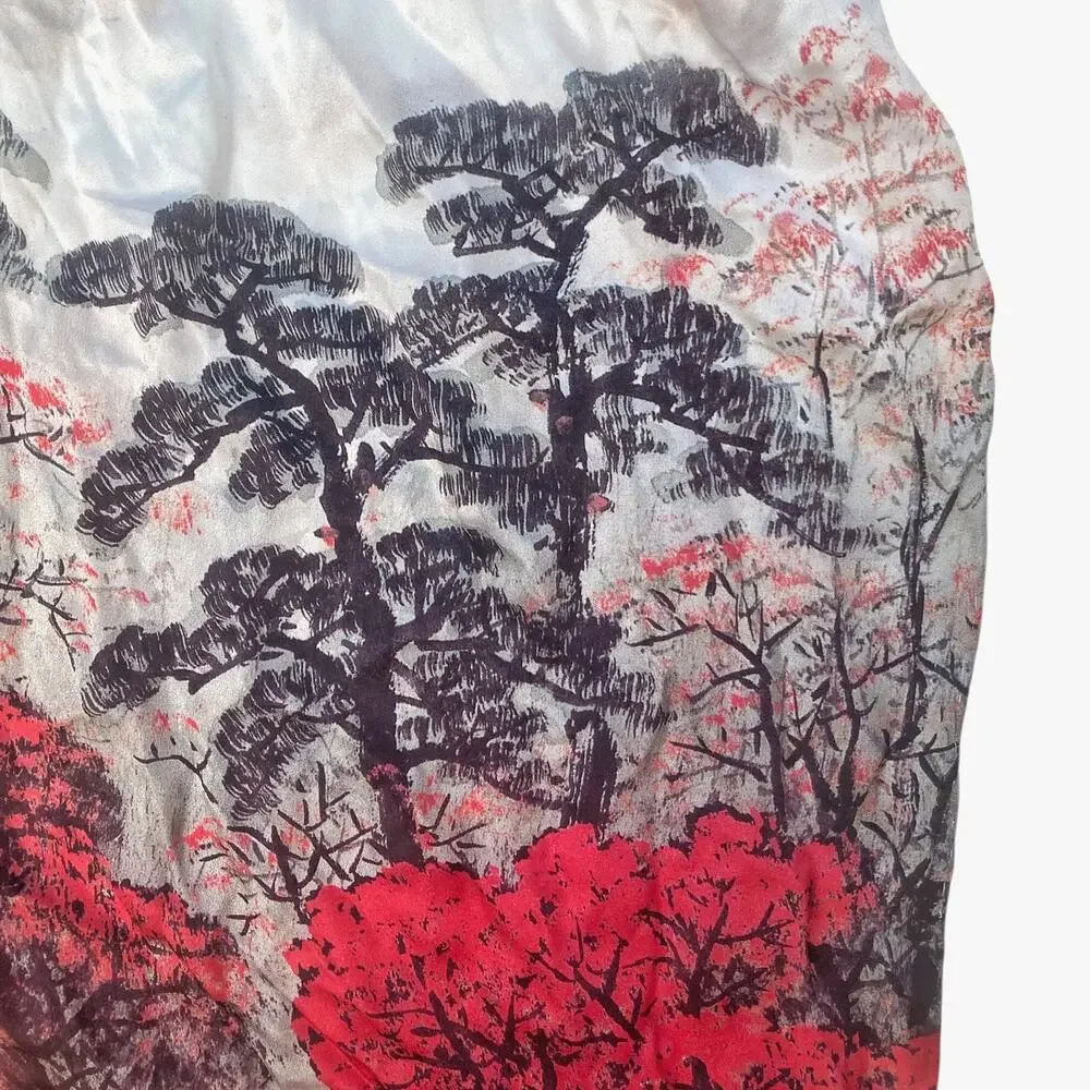 Romantic Watercolor Silk Scarf Wrap Shawl Hair Scarf Japan Inspired Summer Wrap